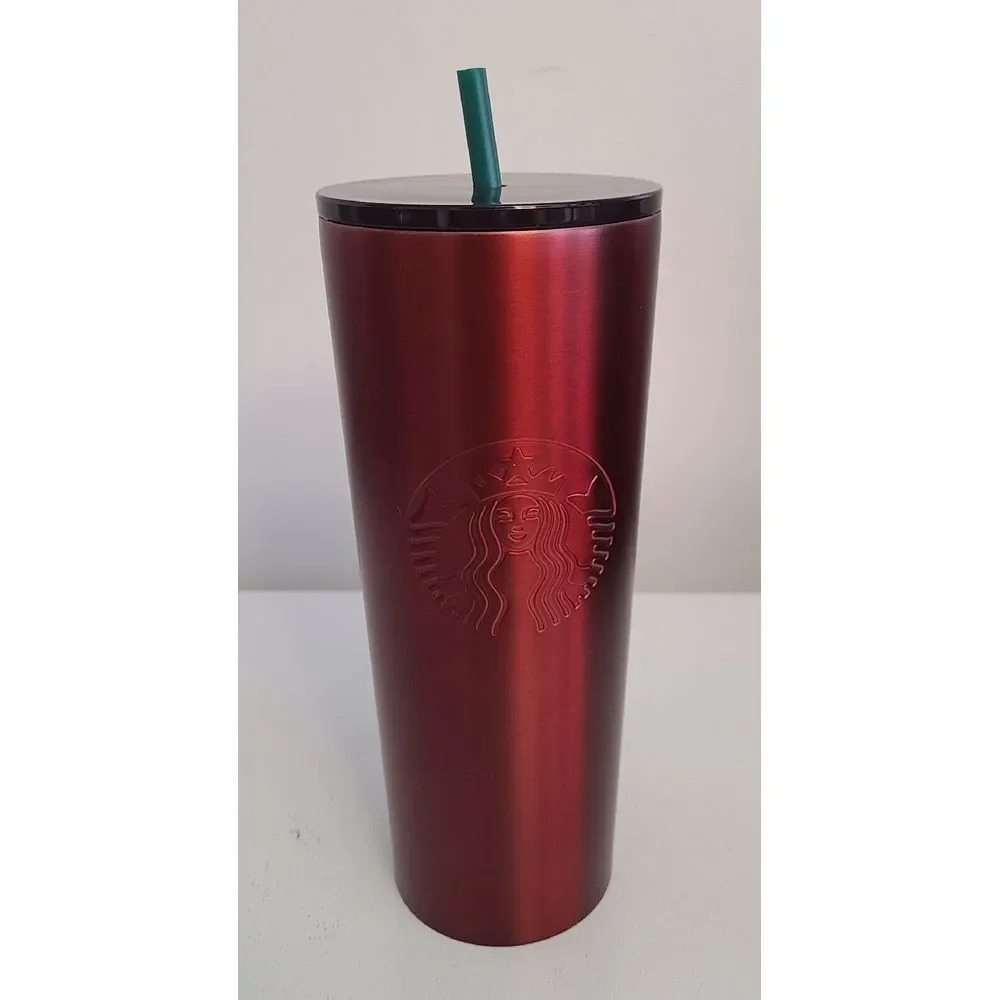 Starbucks 2018 Holiday Collection Crimson Red Stainless Steel Cold Cup 24oz‎ - Picture 2 of 5